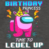 Disstressed Birthday Princess Among With Us Time To Level Up Vector Backpack