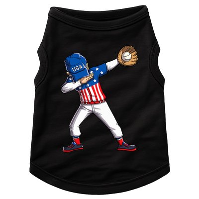 Dabbing Baseball Player 4th Of July Usa American Flag Doggie Tank