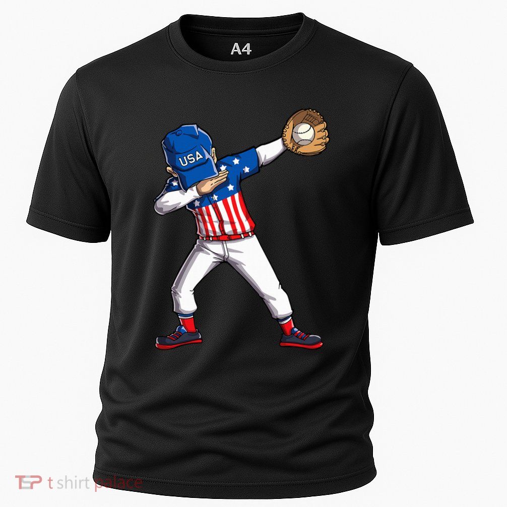 Dabbing Baseball Player 4th Of July Usa American Flag Performance Shirt