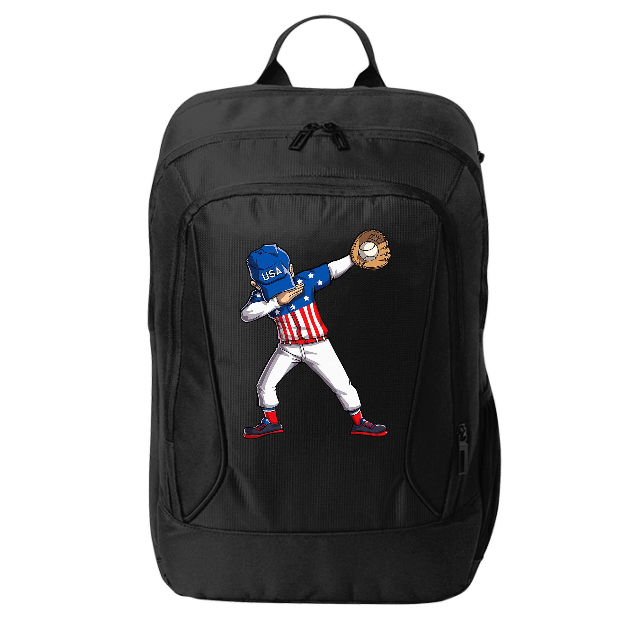 Dabbing Baseball Player 4th Of July Usa American Flag City Backpack