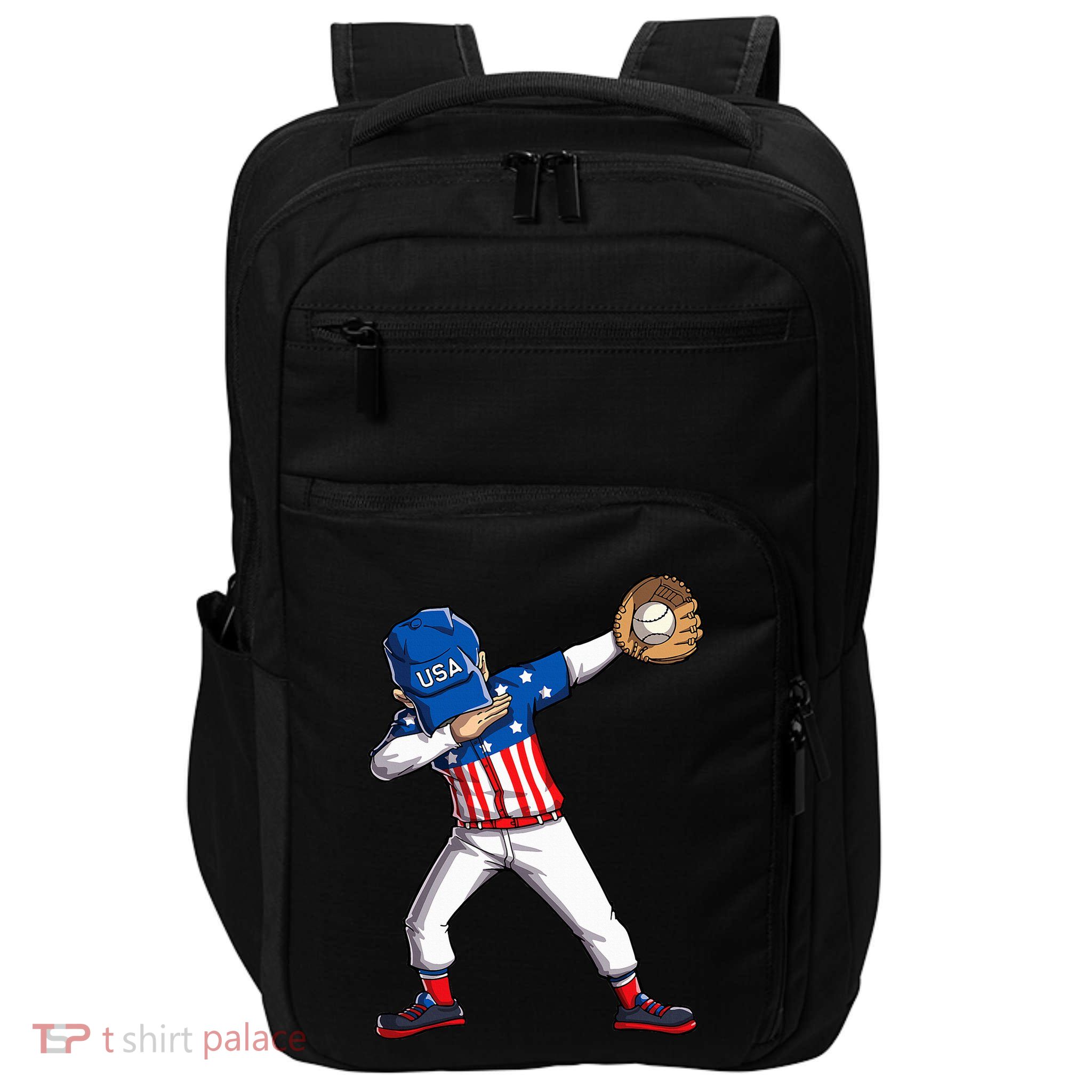 Dabbing Baseball Player 4th Of July Usa American Flag Impact Tech Backpack