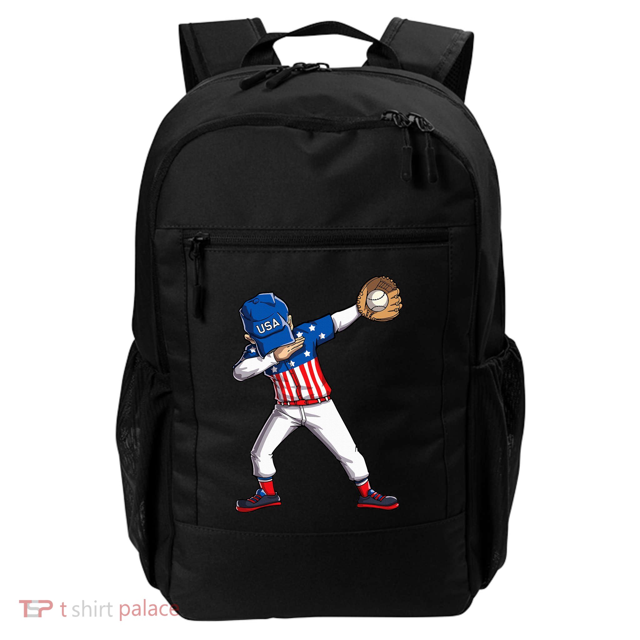 Dabbing Baseball Player 4th Of July Usa American Flag Backpack