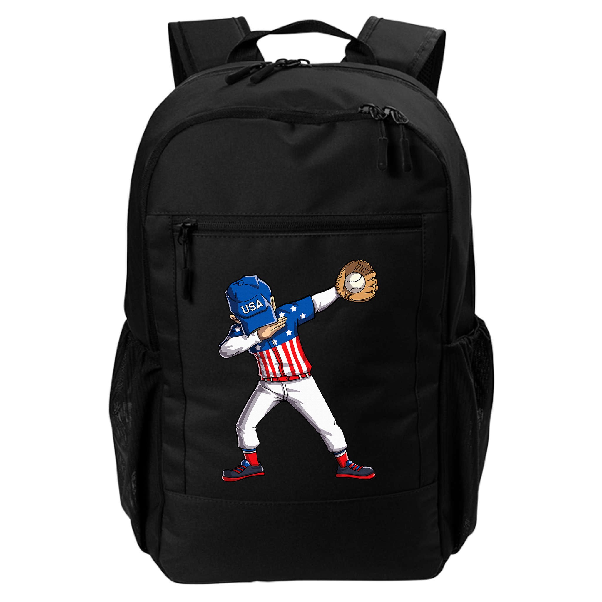 Dabbing Baseball Player 4th Of July Usa American Flag Backpack