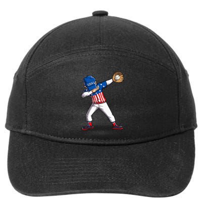 Dabbing Baseball Player 4th Of July Usa American Flag 7-Panel Snapback Hat