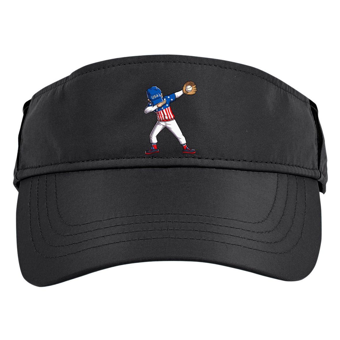 Dabbing Baseball Player 4th Of July Usa American Flag Adult Drive Performance Visor