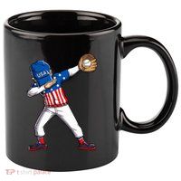 Dabbing Baseball Player 4th Of July Usa American Flag 11oz C Handle Ceramic Mug