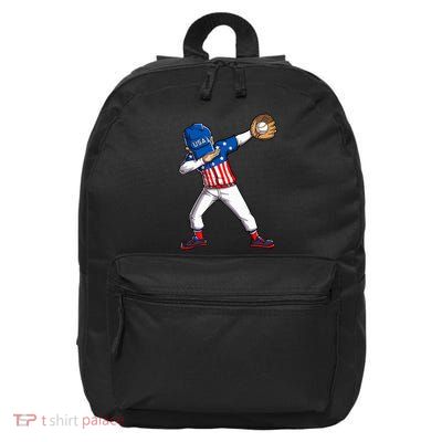 Dabbing Baseball Player 4th Of July Usa American Flag 16 in Basic Backpack