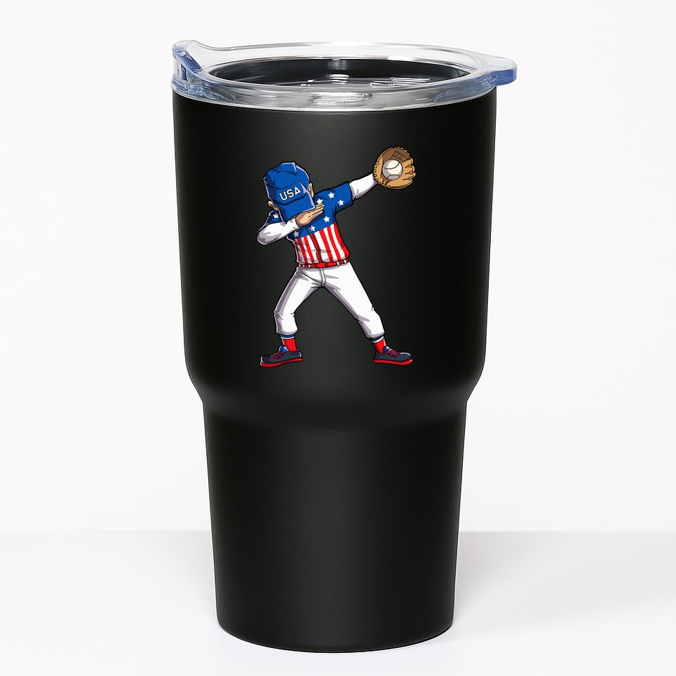 Dabbing Baseball Player 4th Of July Usa American Flag Tumbler