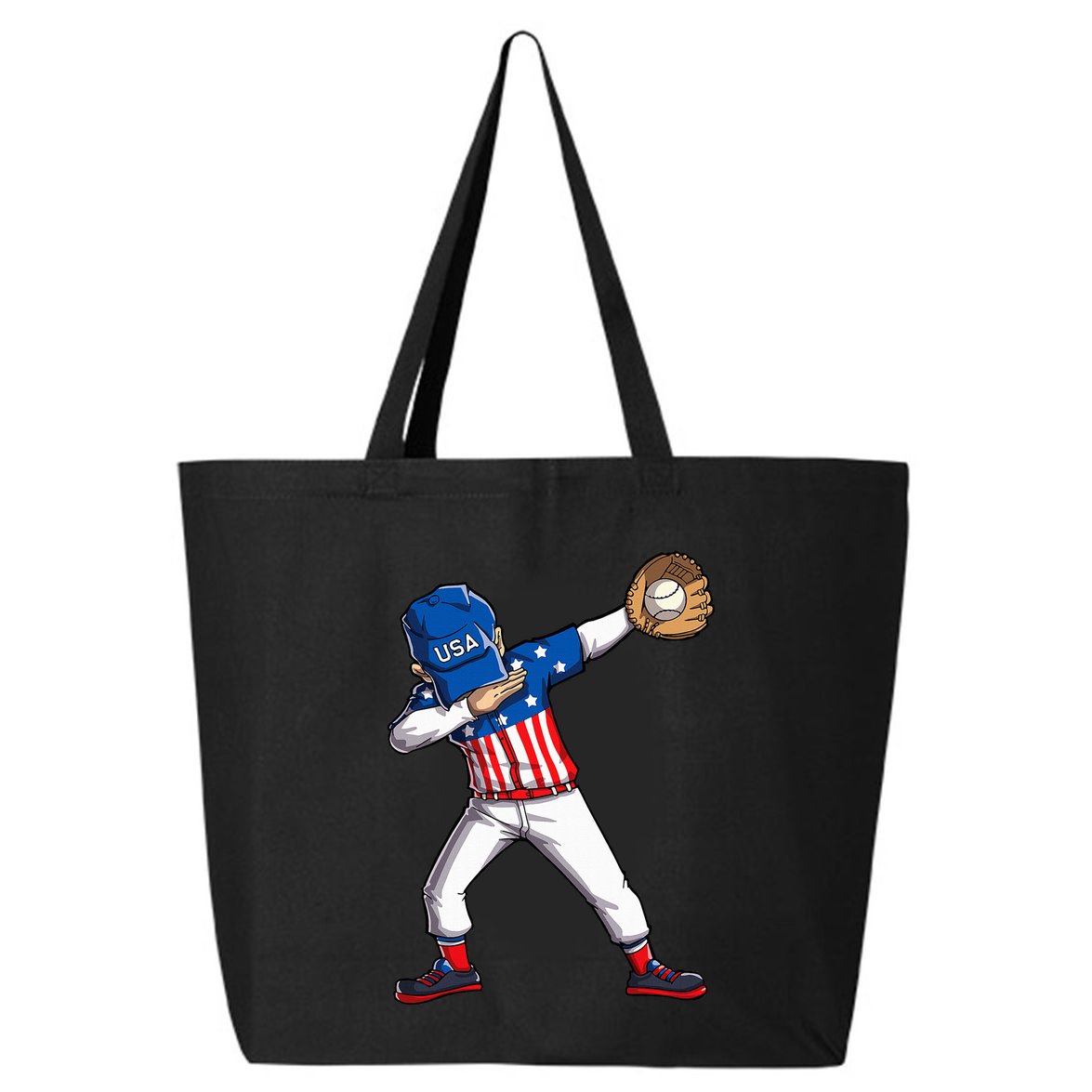Dabbing Baseball Player 4th Of July Usa American Flag 25L Jumbo Tote
