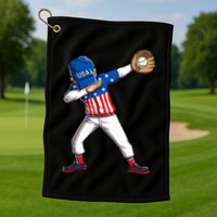 Dabbing Baseball Player 4th Of July Usa American Flag Golf Towel