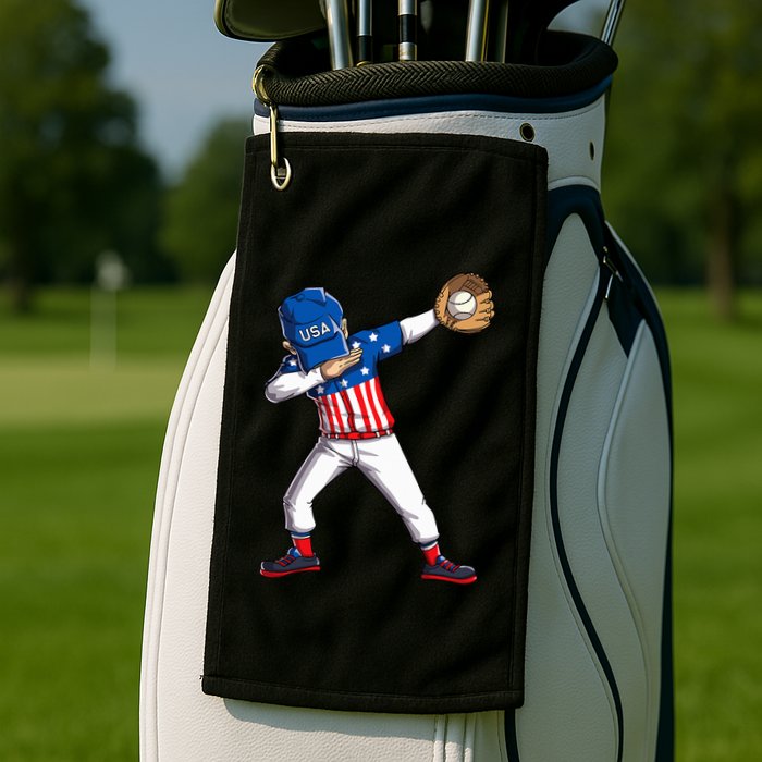 Dabbing Baseball Player 4th Of July Usa American Flag Golf Towel