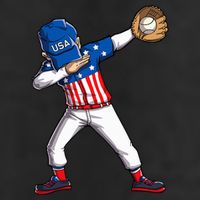 Dabbing Baseball Player 4th Of July Usa American Flag Golf Towel