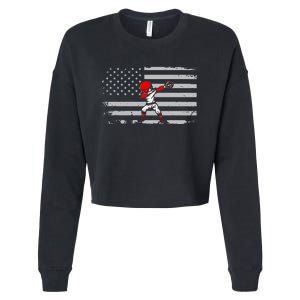 Dabbing Baseball Player 4th Of July Baseballer Sport Athlete Cropped Pullover Crew