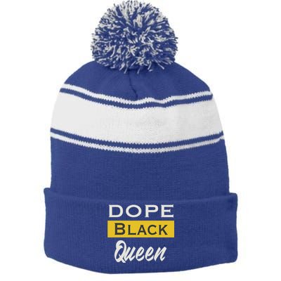 Dope Black Queen Great Gift Mother's Day Dope Black Mom Gift Stripe Pom Pom Beanie