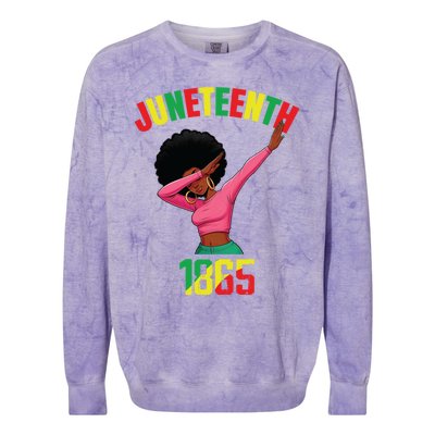 Dabbing Black Queen Afro Junenth 1865 Gift Colorblast Crewneck Sweatshirt