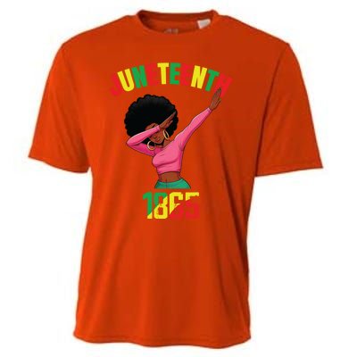 Dabbing Black Queen Afro Junenth 1865 Gift Cooling Performance Crew T-Shirt