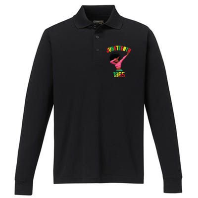 Dabbing Black Queen Afro Junenth 1865 Gift Performance Long Sleeve Polo