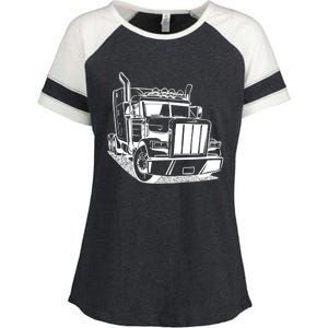 Diesel Big Rig 18 Wheeler Semi Trailer Truck Driver Trucker Gift Enza Ladies Jersey Colorblock Tee