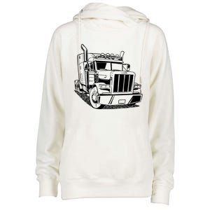 Diesel Big Rig 18 Wheeler Semi Trailer Truck Driver Trucker Gift Womens Funnel Neck Pullover Hood