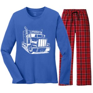 Diesel Big Rig 18 Wheeler Semi Trailer Truck Driver Trucker Gift Women's Long Sleeve Flannel Pajama Set 