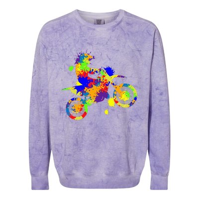 Dirt Bike Rider Motocross Enduro Dirt Biking Colorblast Crewneck Sweatshirt