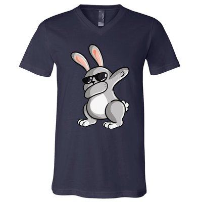 Dabbing Bunny Rabbit Dab Funny Easter Gift Rabbit Lover V-Neck T-Shirt