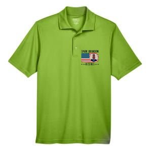 Dark Brandon Rising Anti Joe Biden Distressed USA American Flag Men's Origin Performance Pique Polo