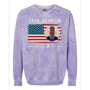 Dark Brandon Rising Anti Joe Biden Distressed USA American Flag Colorblast Crewneck Sweatshirt