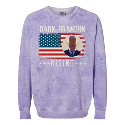 Dark Brandon Rising Anti Joe Biden Distressed USA American Flag Colorblast Crewneck Sweatshirt