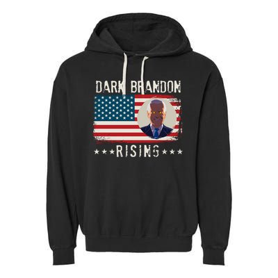 Dark Brandon Rising Anti Joe Biden Distressed USA American Flag Garment-Dyed Fleece Hoodie