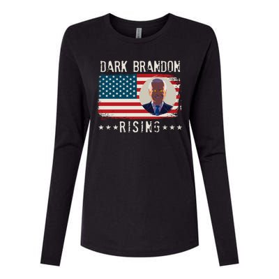 Dark Brandon Rising Anti Joe Biden Distressed USA American Flag Womens Cotton Relaxed Long Sleeve T-Shirt