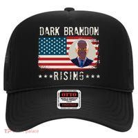 Dark Brandon Rising Anti Joe Biden Distressed USA American Flag High Crown Mesh Back Trucker Hat