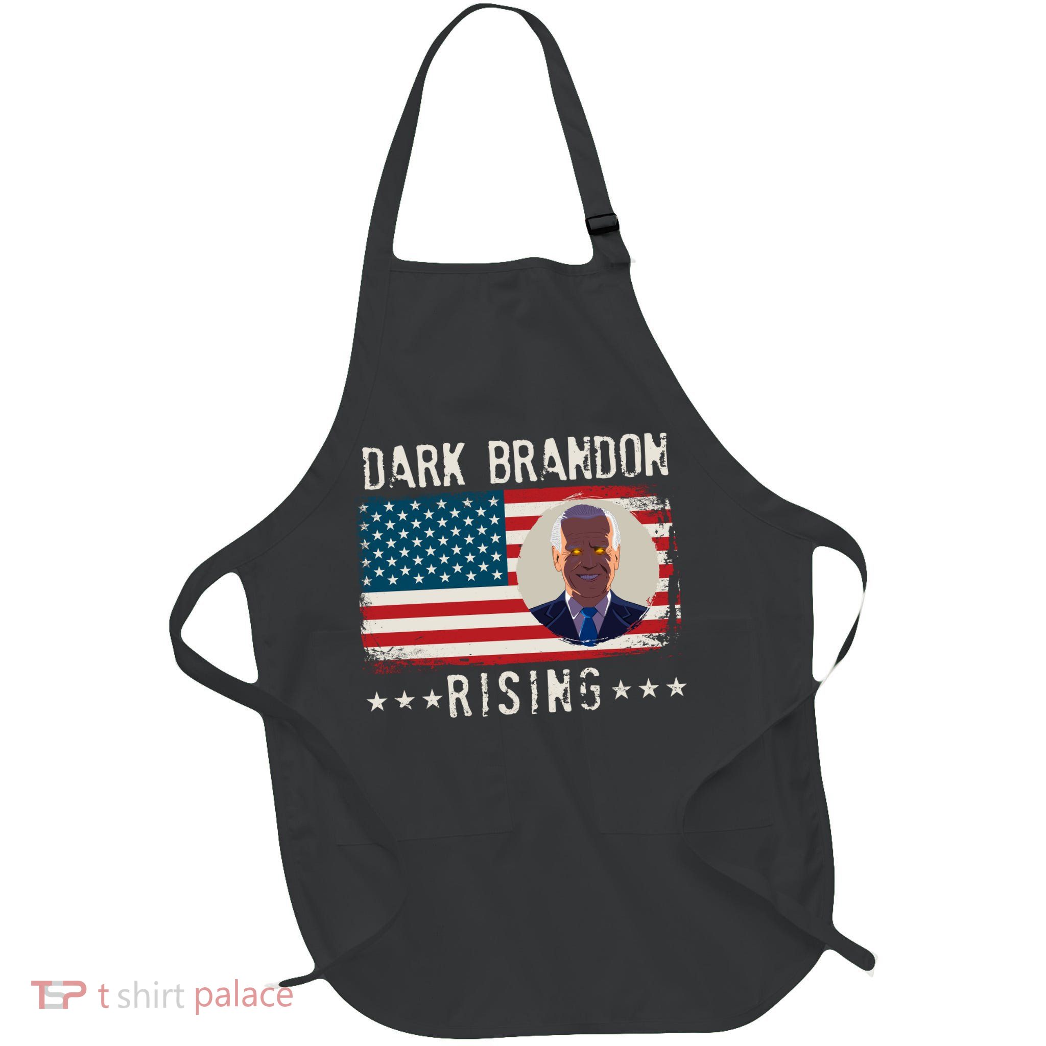 Dark Brandon Rising Anti Joe Biden Distressed USA American Flag Full-Length Apron With Pockets