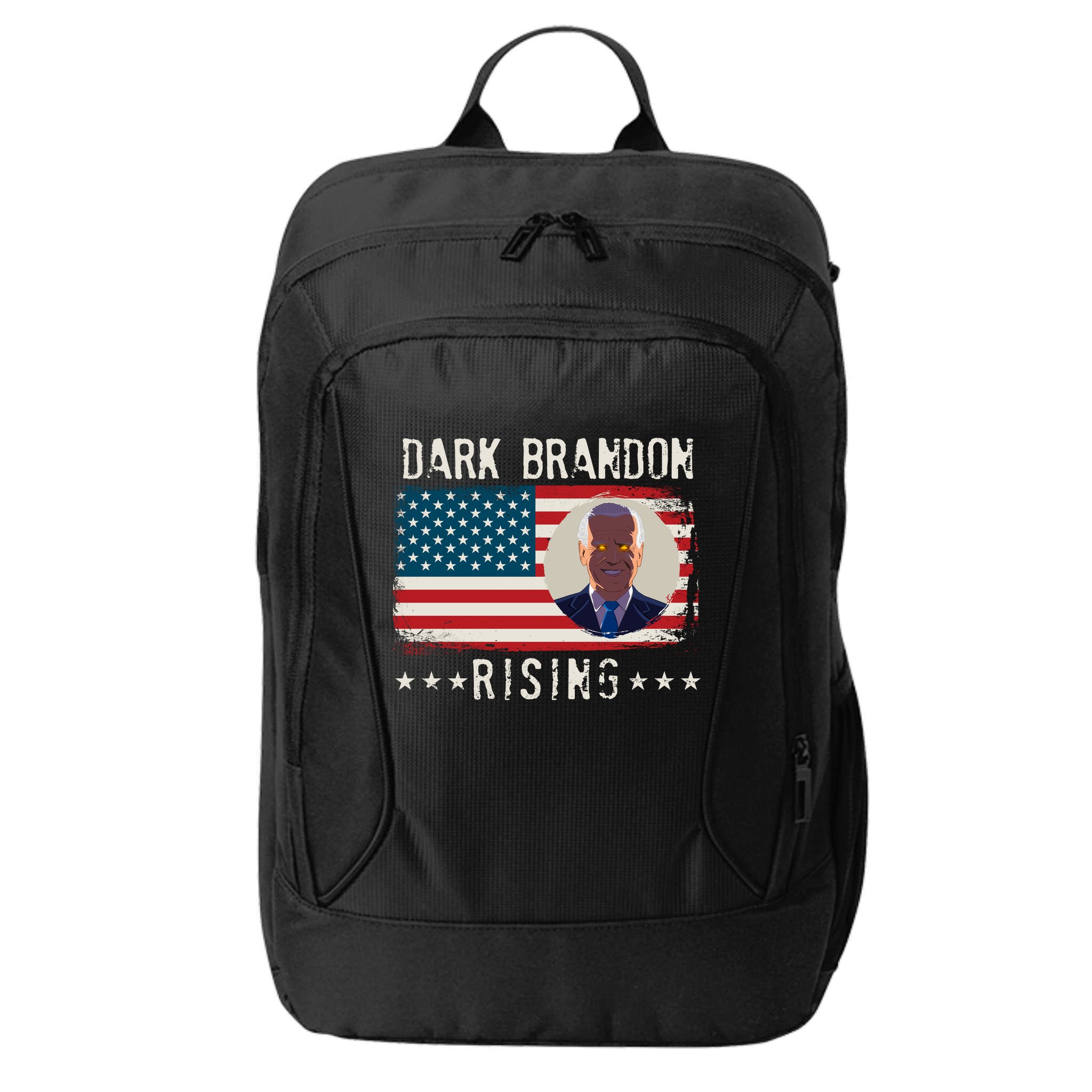 Dark Brandon Rising Anti Joe Biden Distressed USA American Flag City Backpack