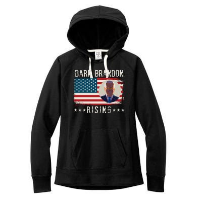 Dark Brandon Rising Anti Joe Biden Distressed USA American Flag Women's Fleece Hoodie