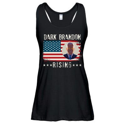 Dark Brandon Rising Anti Joe Biden Distressed USA American Flag Ladies Essential Flowy Tank