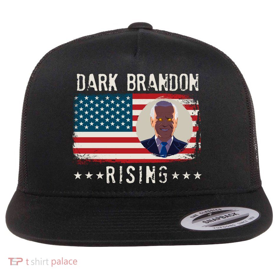 Dark Brandon Rising Anti Joe Biden Distressed USA American Flag Flatbill Hat