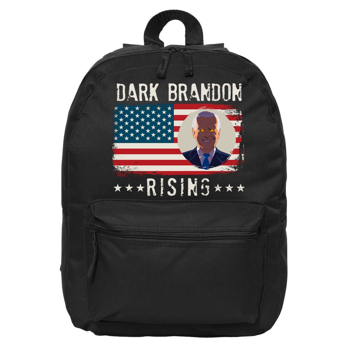 Dark Brandon Rising Anti Joe Biden Distressed USA American Flag 16 in Basic Backpack