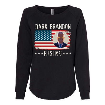 Dark Brandon Rising Anti Joe Biden Distressed USA American Flag Womens California Wash Sweatshirt