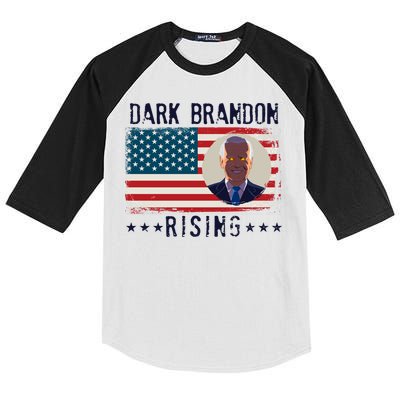 Dark Brandon Rising Anti Joe Biden Distressed USA American Flag Kids Colorblock Raglan Jersey