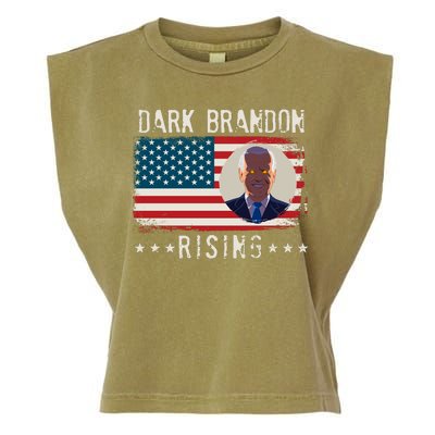 Dark Brandon Rising Anti Joe Biden Distressed USA American Flag Garment-Dyed Women's Muscle Tee