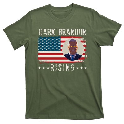 Dark Brandon Rising Anti Joe Biden Distressed USA American Flag T-Shirt