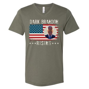 Dark Brandon Rising Anti Joe Biden Distressed USA American Flag V-Neck T-Shirt