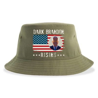 Dark Brandon Rising Anti Joe Biden Distressed USA American Flag Sustainable Bucket Hat