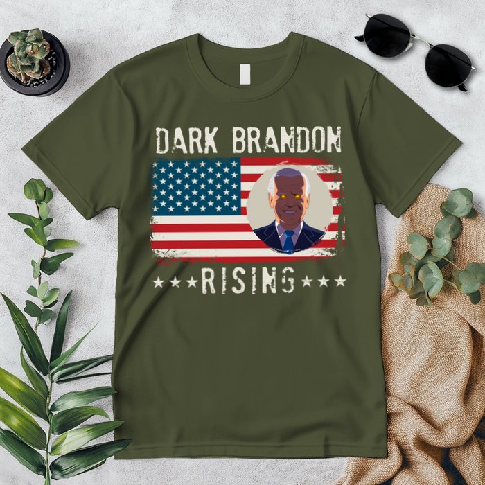 Dark Brandon Rising Anti Joe Biden Distressed USA American Flag Premium T-Shirt
