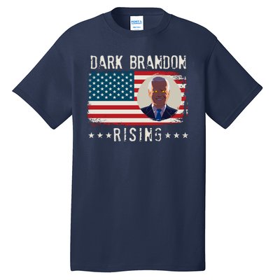 Dark Brandon Rising Anti Joe Biden Distressed USA American Flag Tall T-Shirt