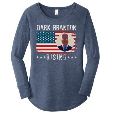 Dark Brandon Rising Anti Joe Biden Distressed USA American Flag Women's Perfect Tri Tunic Long Sleeve Shirt