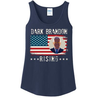 Dark Brandon Rising Anti Joe Biden Distressed USA American Flag Ladies Essential Tank