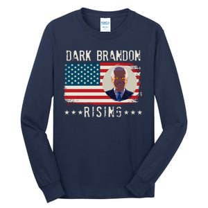 Dark Brandon Rising Anti Joe Biden Distressed USA American Flag Tall Long Sleeve T-Shirt