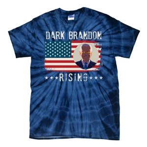 Dark Brandon Rising Anti Joe Biden Distressed USA American Flag Tie-Dye T-Shirt